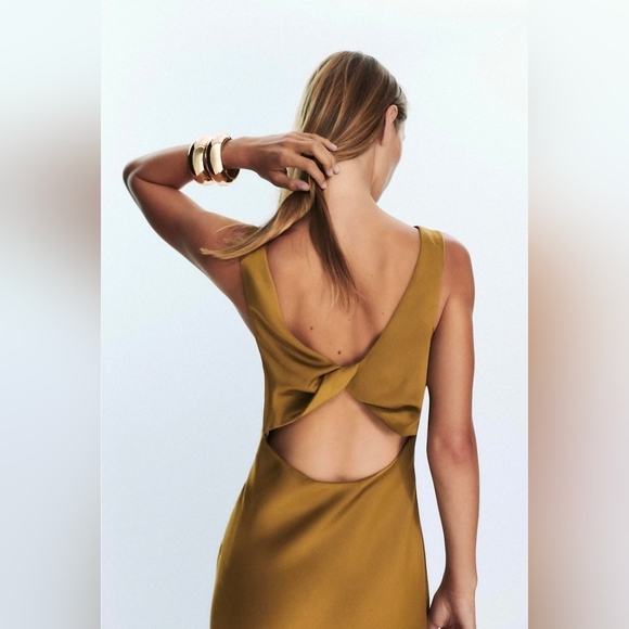NWT Zara SATIN MIDI DRESS Size Small - Picture 5 of 12